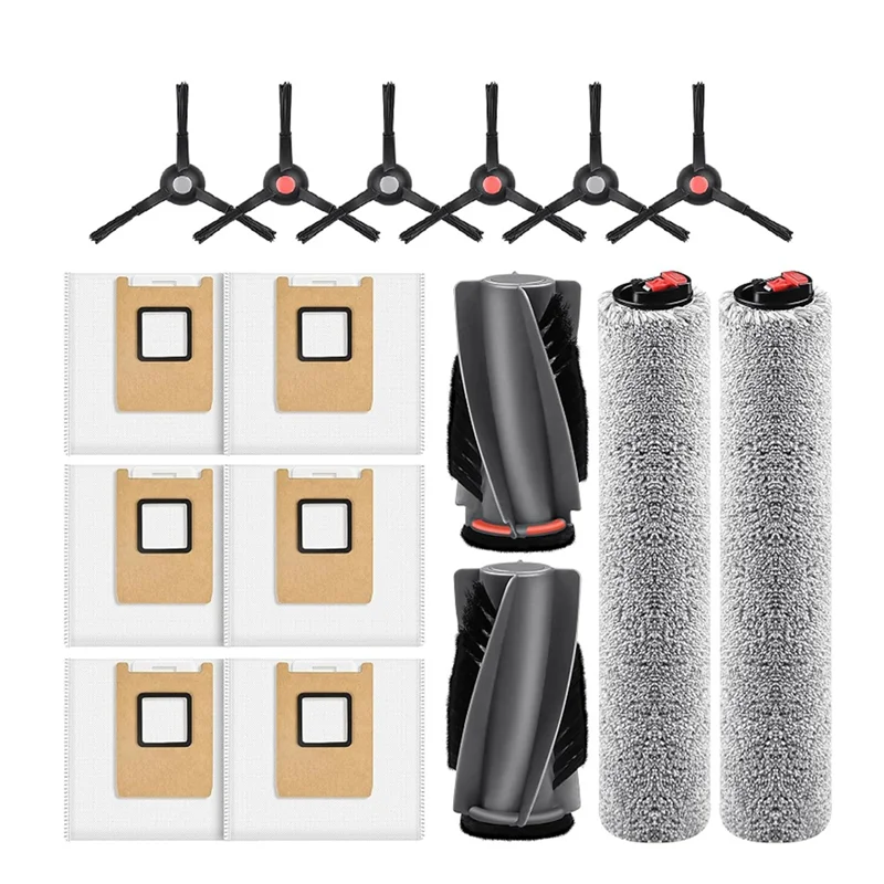 A02V-Juego de bolsas de polvo para fregona con Cepillo Lateral principal (16 uds) para piezas de repuesto de Robot aspirador Eufy E25 Omni/E28 Omni