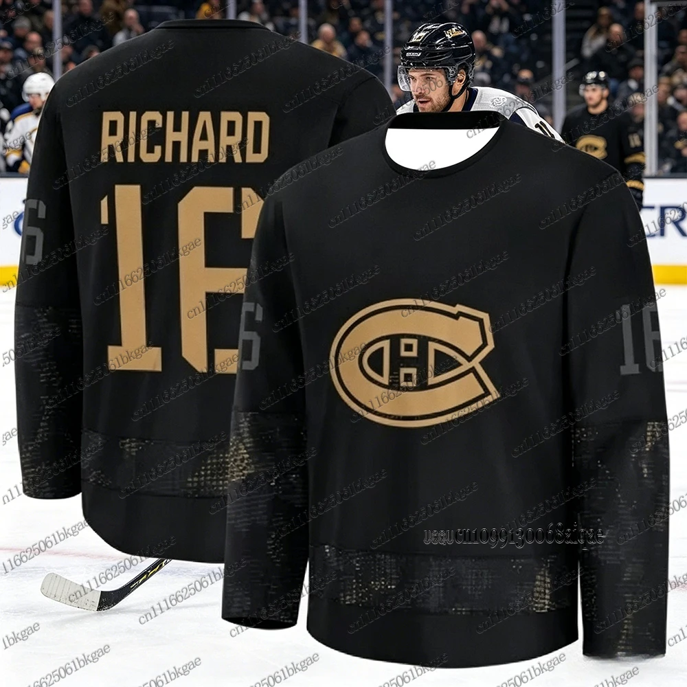 Herbst-Winter Neue Eishockey-Trikots für Herren Montreal Canadie Schwarz-Goldene Hockey-Trikots Damen Herren Lässige Langarm-Trikots – Detail 13