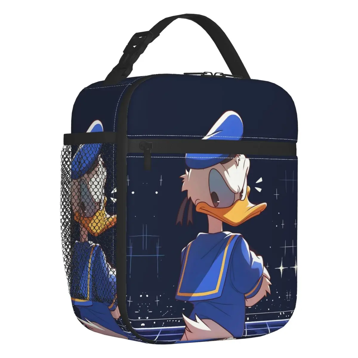 

Пользовательские забавные изолированные сумки для обеда с изображением Дональда Дака для женщин, кавайный мультяшный многоразовый термохолодильник, коробка для бенто, уличный кемпинг, путешествия