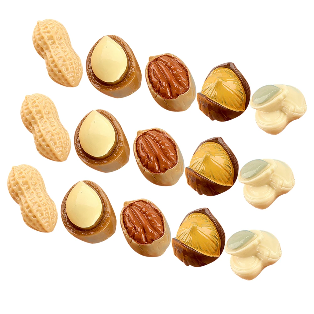 

15Pcs Mini Nuts Decor Resin Craft Simulation Miniature House Accessories Realistic Simulation Nuts Decor