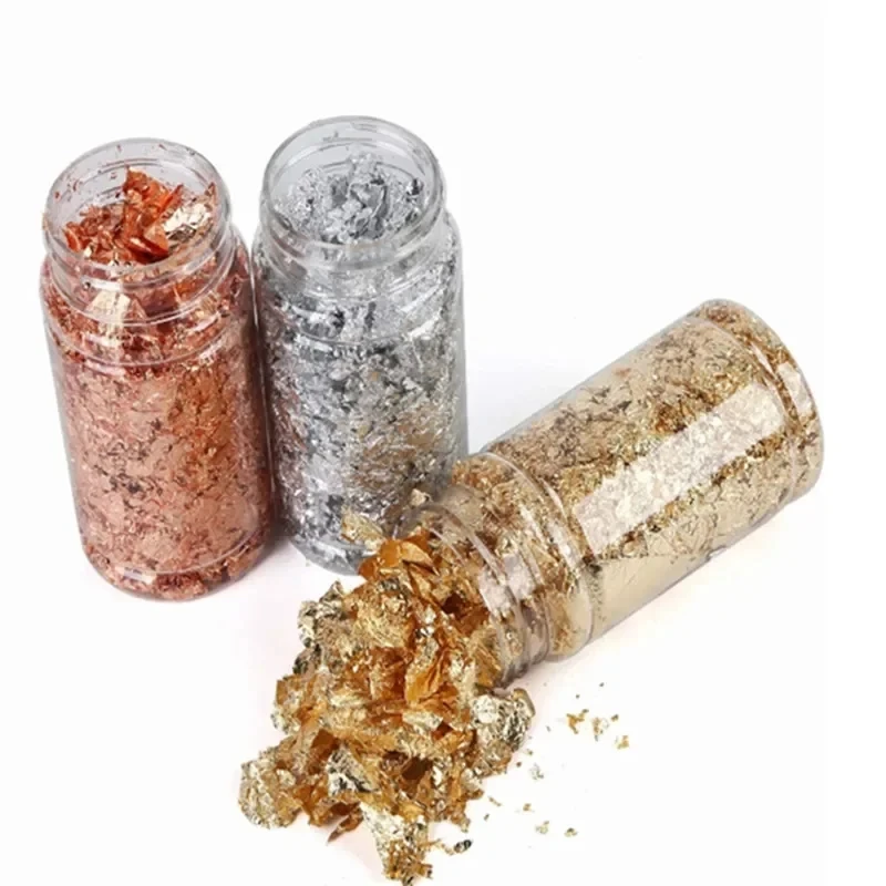 Metallic Foil Flakes Golden Silvery Foil Decorative Paper Resin Mold Filling Resin Jewelry Making For Nail Art Painting Craft 3g