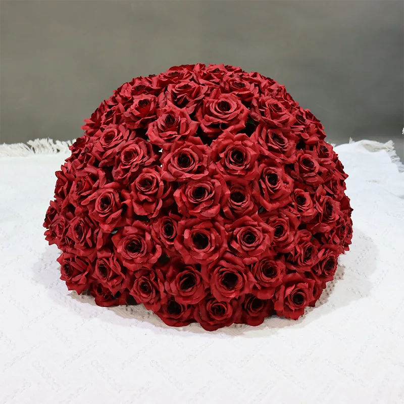 Wedding decoration wedding simulation rose big flower ball stage background flower arrangement t platform road guide arrangement