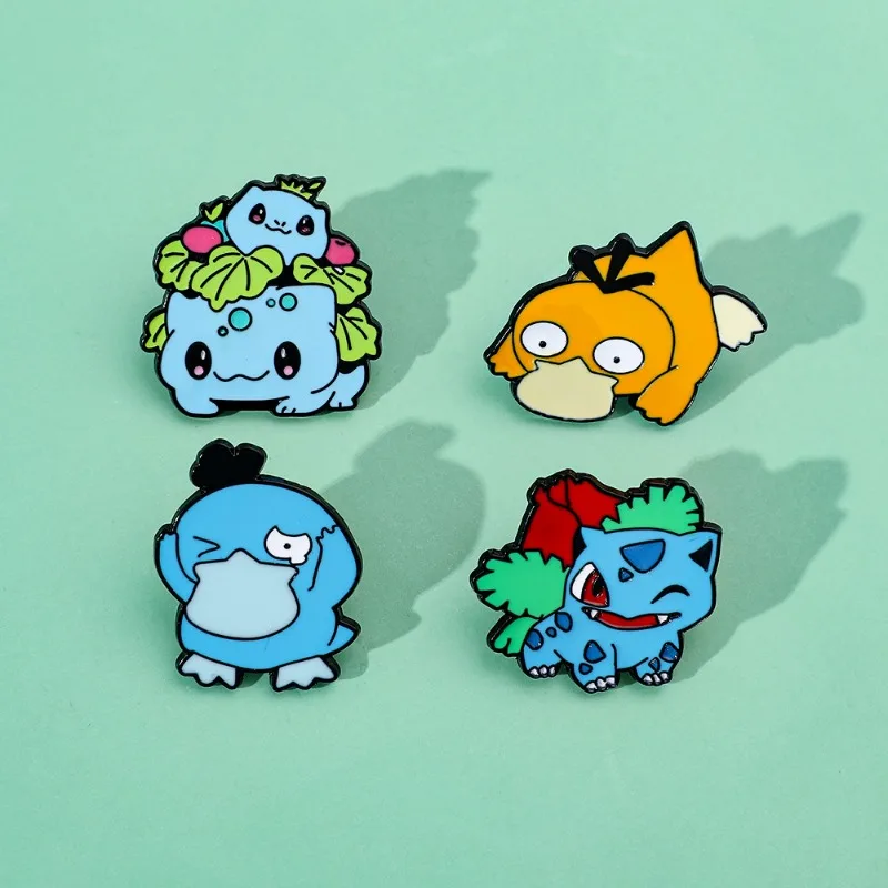 Pokemon Psyduck Cartoon Broochs Anime Figures Bulbasaur Creative Q Figural Schoolbag Clothing Decoration Children Birthday Gifts