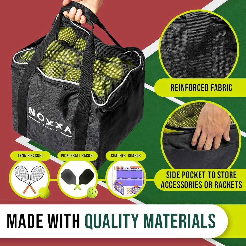 

Корзина для теннисного и пиклбольного мяча с трубкой для пикапа — бункер для теннисного мяча Pickleball с колесами