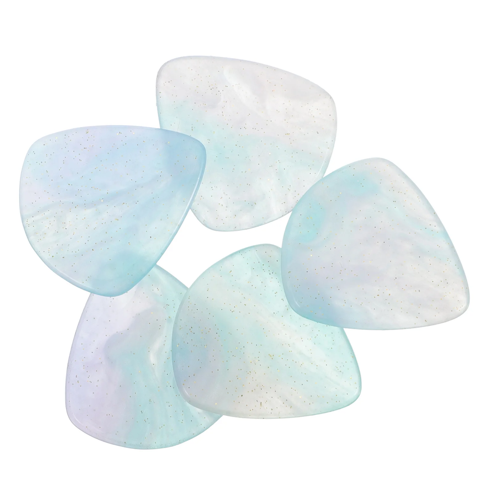 

5pcs Resin Guitar Picks Heart-Shaped Transparent Blue For Electric Acoustic Bass Banjo Ukulele Lightweight Durable Fast Playing