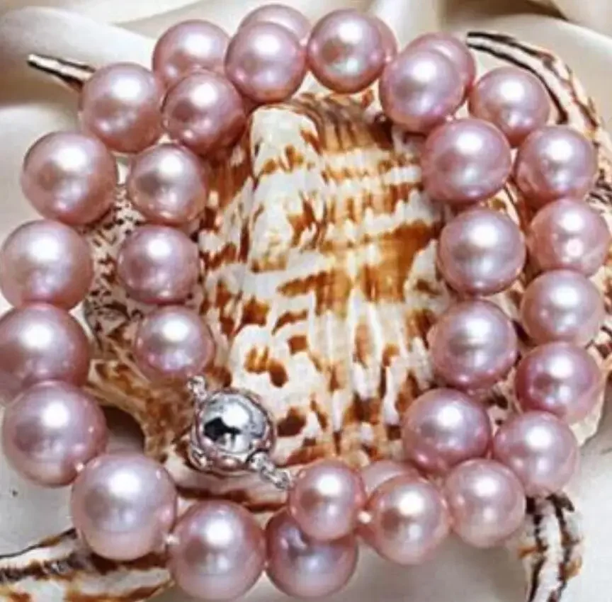 

9-10mm round lavender pearl necklace 18inch