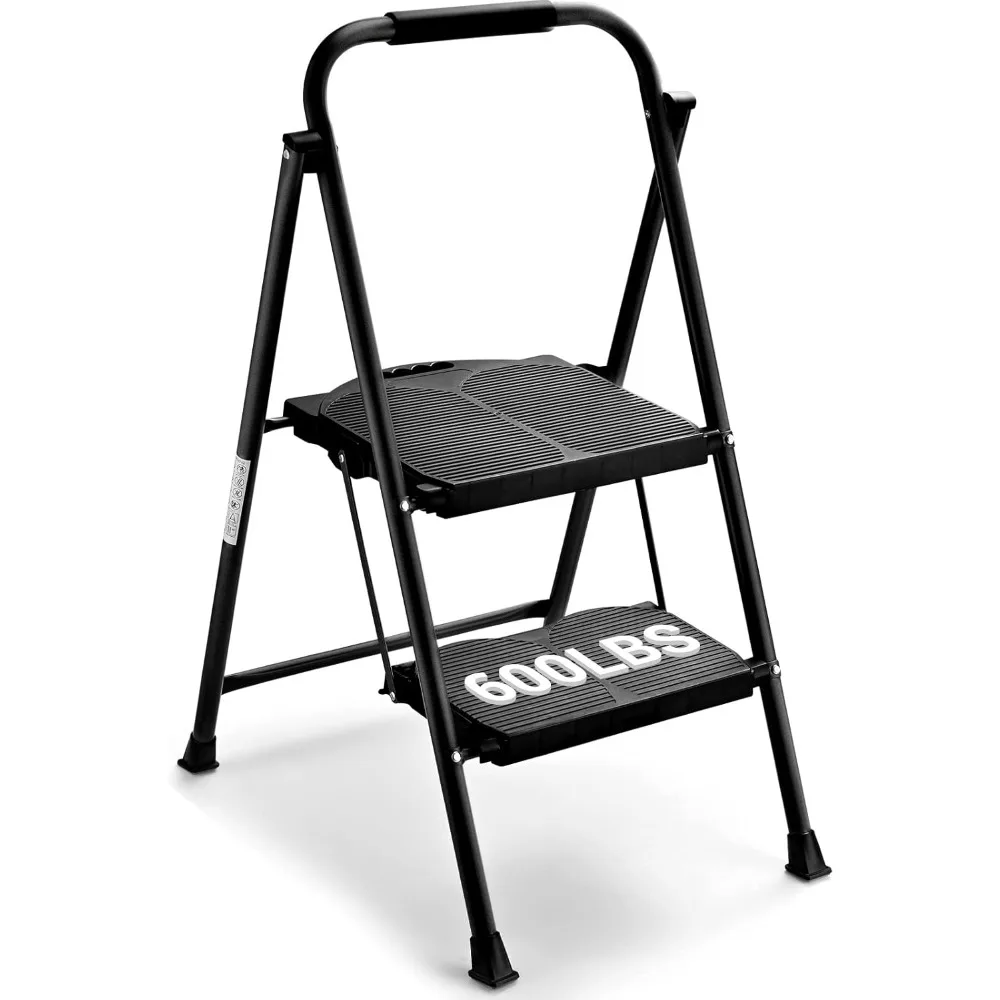 Step Ladder 600lbs Extra Large & Wide 2 Step Stools Personalized Folding Stool Anti-Slip Step Stools for Adults Household