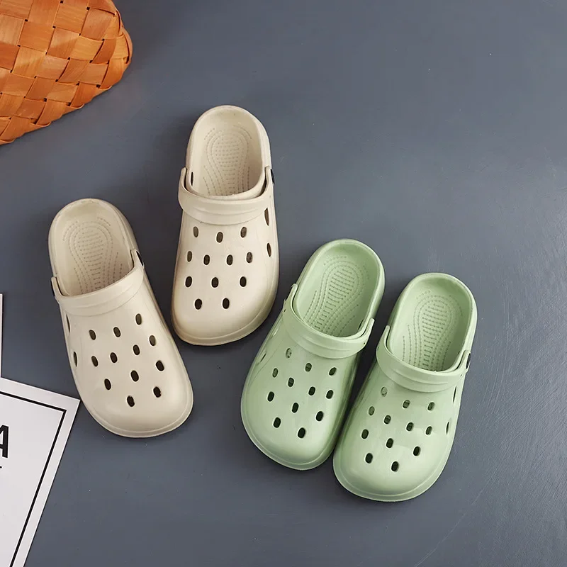 Мужские летние пляжные сандалии унисекс, повседневные садовые сабо, уличные сандалии с широким носком и перекрестием для женщин, нескользящие домашние тапочки для душа