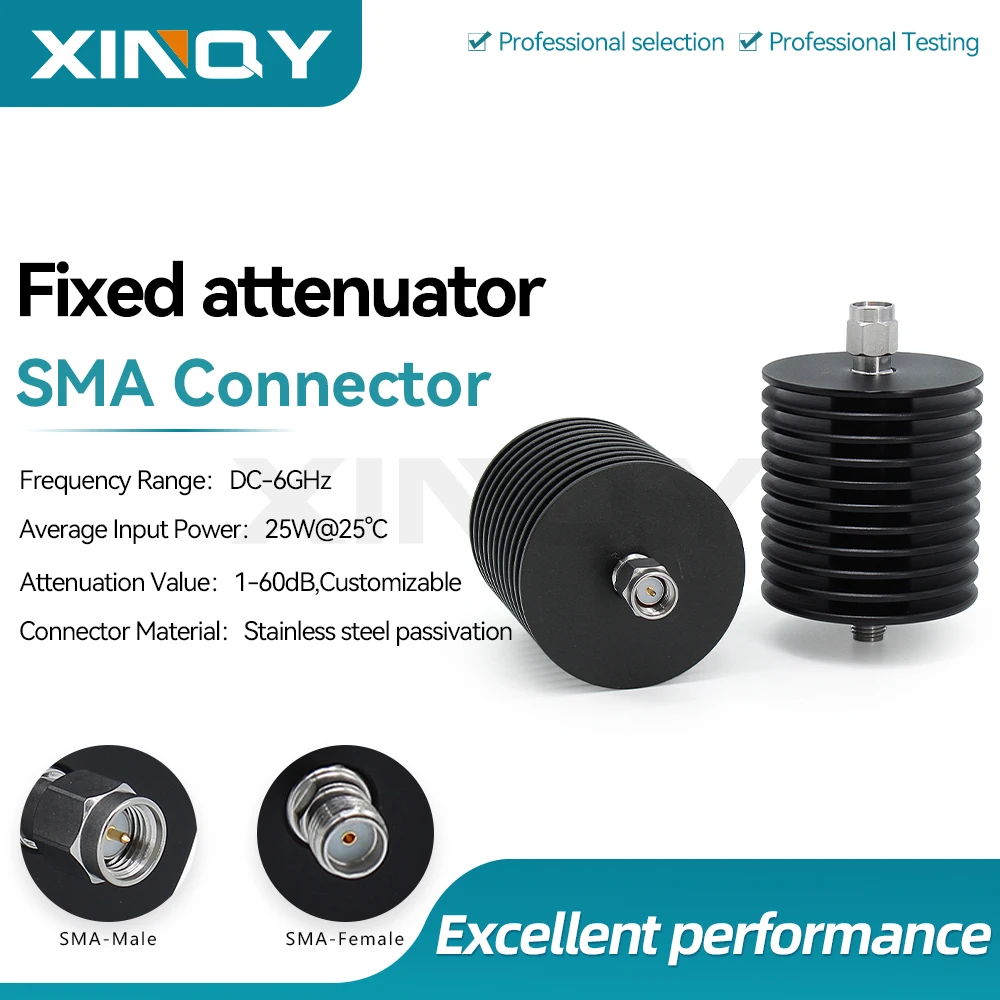 xinqy-rf-fixed-attenuator-dc-6ghz-25w-sma-signal-attenuator-available-values-1db-3db-6db-10db-20db-30db-40db-customizable