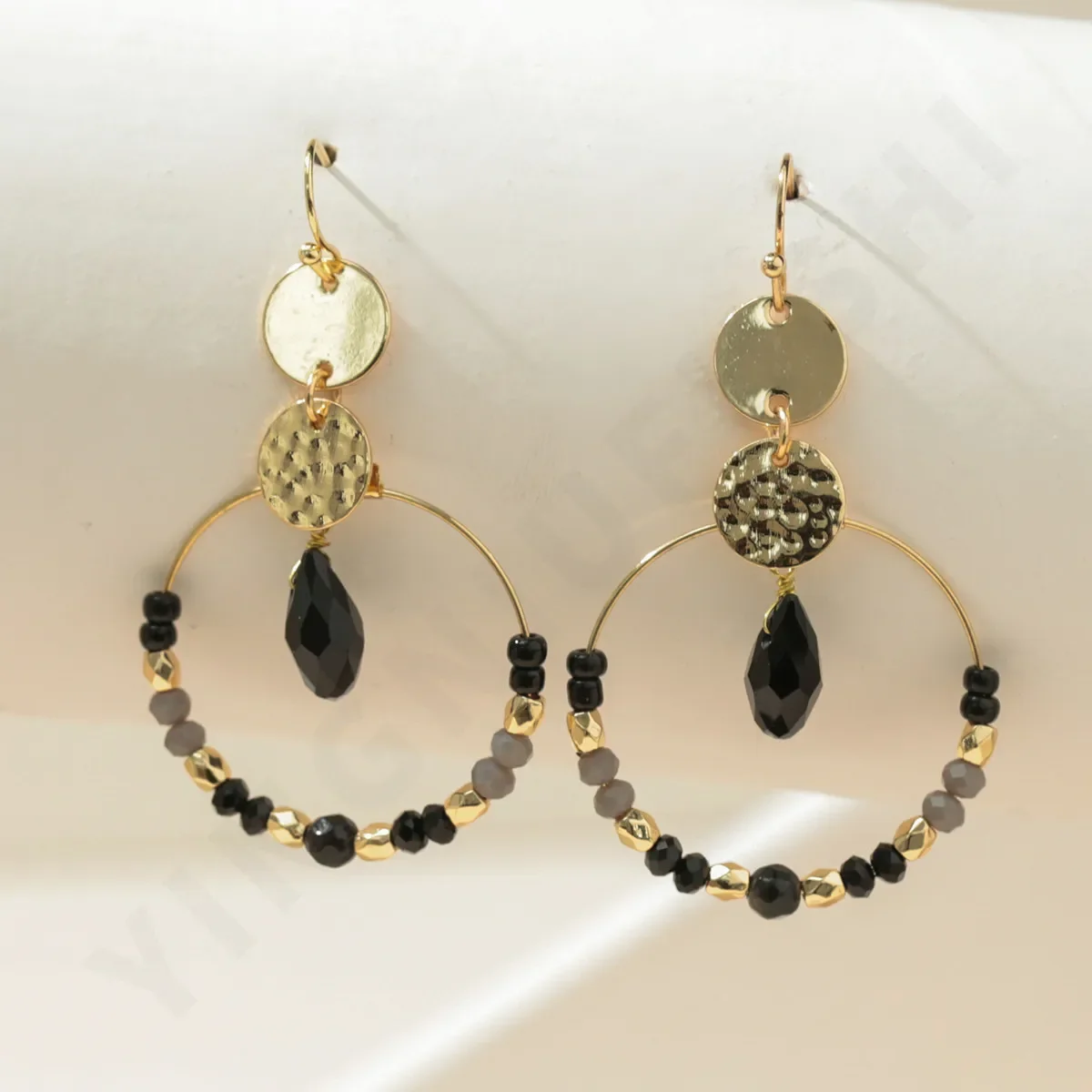 Rice bead earrings Vintage Circles Discs Simplicity  Trendy Hand-woven Bohemian Alloy Women Rice bead earrings