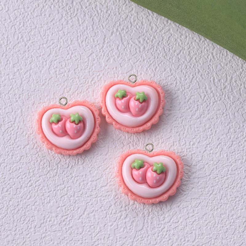 10Pcs Kawaii Rabbit Strawberry House Resin Charms Lovely Cartoon Animals Pendants for Earrings Keychains DIY Jewelry Make