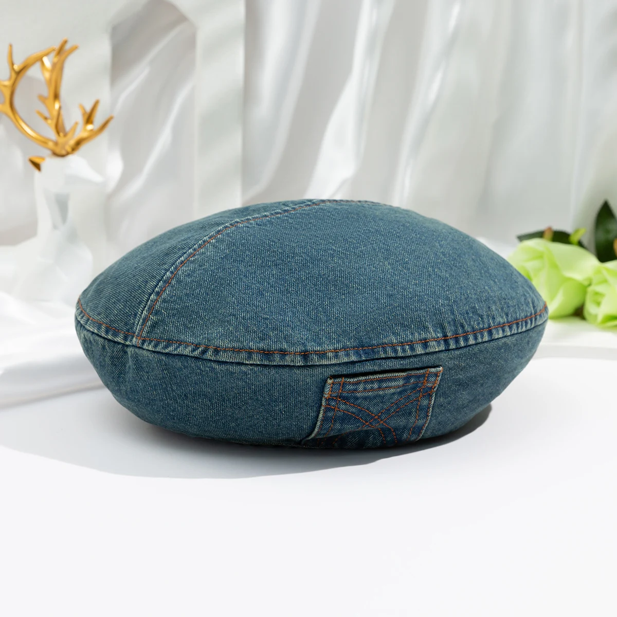 Vintage do old wash smooth denim beret head around the face small spring/summer simple casual painter hat