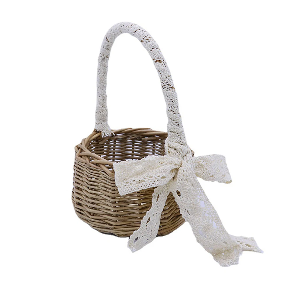 

Rattan Small Flower Basket Woven Baskets for Fresh Dried Flowers Home Storage Wedding Ceremony Living Room Bedroom Office Decor