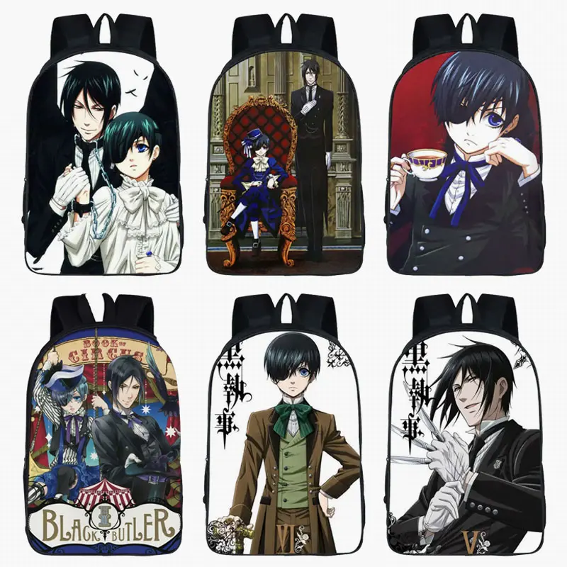 Japanese Anime Black Butler Backpack Women Casual Bag Teenage Ciel / Sebastian Boys Girls Cartoon Children School Bags