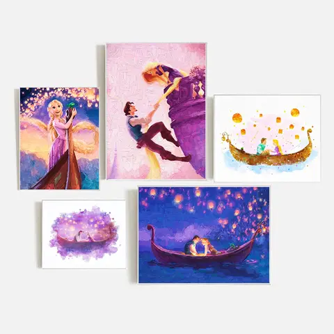 Rapunzel & Flynn Watercolor Painting Canvas Print Disney Princess Tangled Poster Nursery Wall Art Picture Girls Room Decor