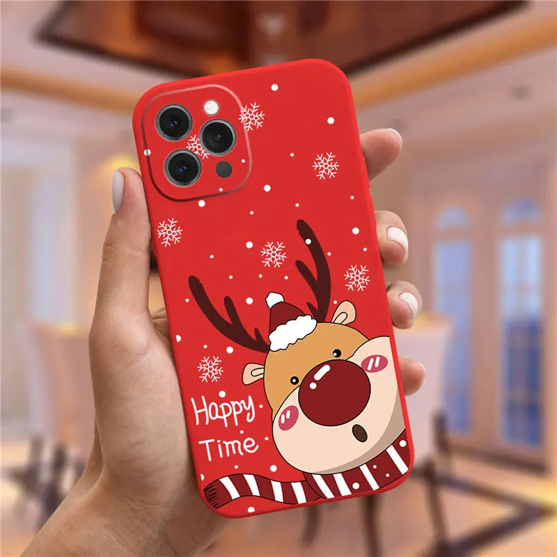 Christmas New Year Gift Santa Claus Christmas elk Red Phone Case For iPhone 14 11 12 13 Pro Max Mini XS XR 8 7 Plus Cover Fundas