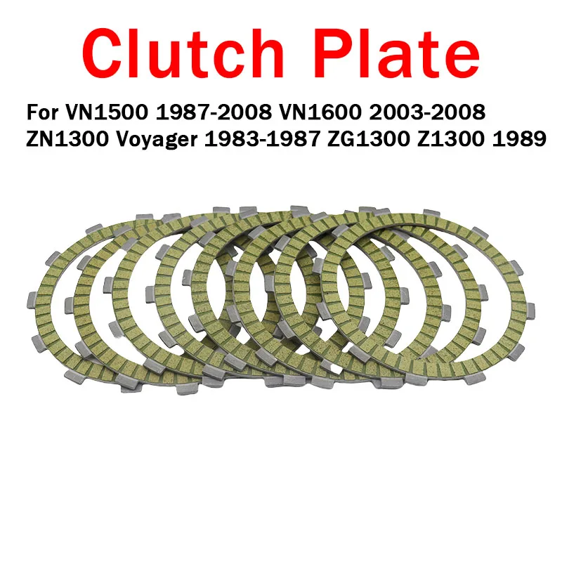

For KAWASAKI VN1500 1987-2008 VN1600 2003-2008 ZN1300 Voyager 1983-1987 ZG1300 Z1300 1989 Motorcycle Clutch Friction Disc Kit