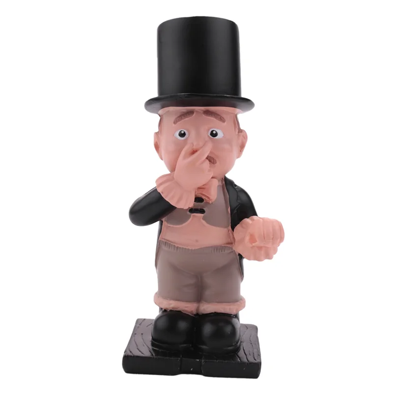 Resin Butler Shape Cute Old Boys Statue Decor Tissue Stand Rack Sculpture for