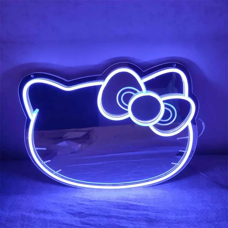 

Colorful KT Cat Mirror Led Lights for Room Home Decor Neon Light Kitty Cat Neon Sign Makeup Mirror Adjustable Party Decoration