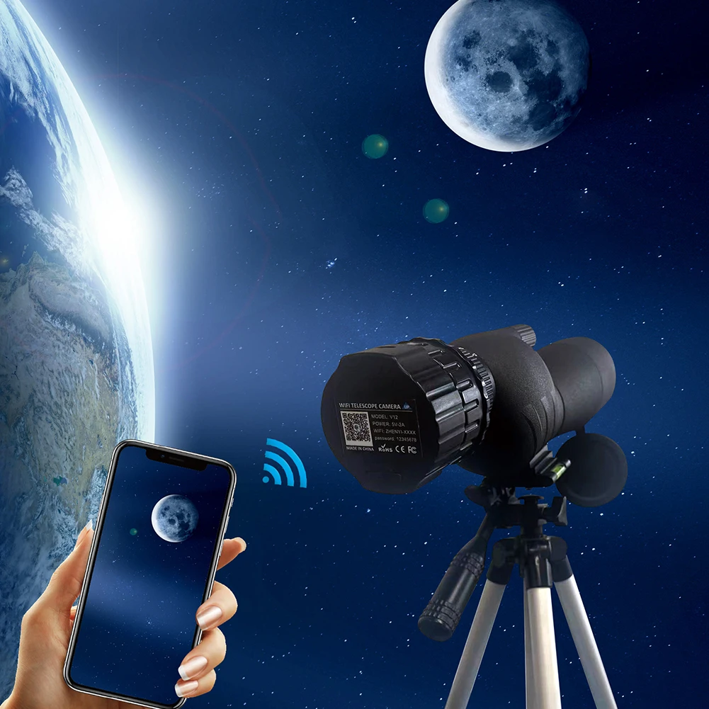 Caméra oculaire de télescope WiFi haute définition 2K 4 millions, convient aux télescopes optiques et aux microscopes de 25 à 50mm pour l'observation des oiseaux
