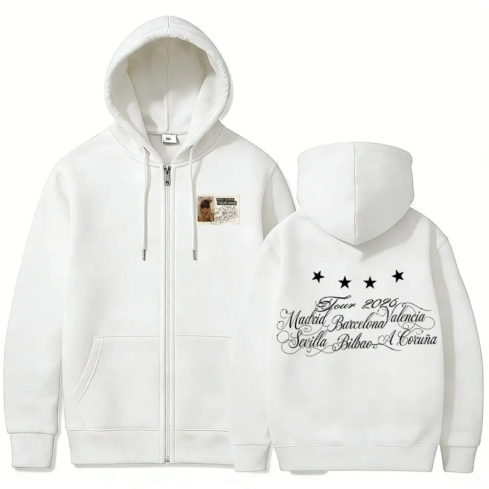 

Singer Bad Gyal Tour 2026 Zipper Hoodie Men Women Fashion Pop Music Zip Up Jacket Coat Unisex Casual Oversized Zip Up Sweatshirt