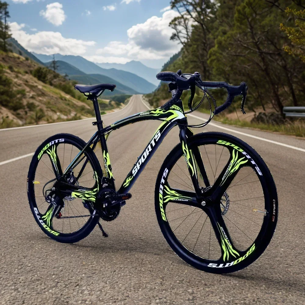 

26 Inches Curved Bar Road Bicycle High Carbon Steel Road Racing Bike Transmission Aldult Racing Double Disc Brake City Bicycle