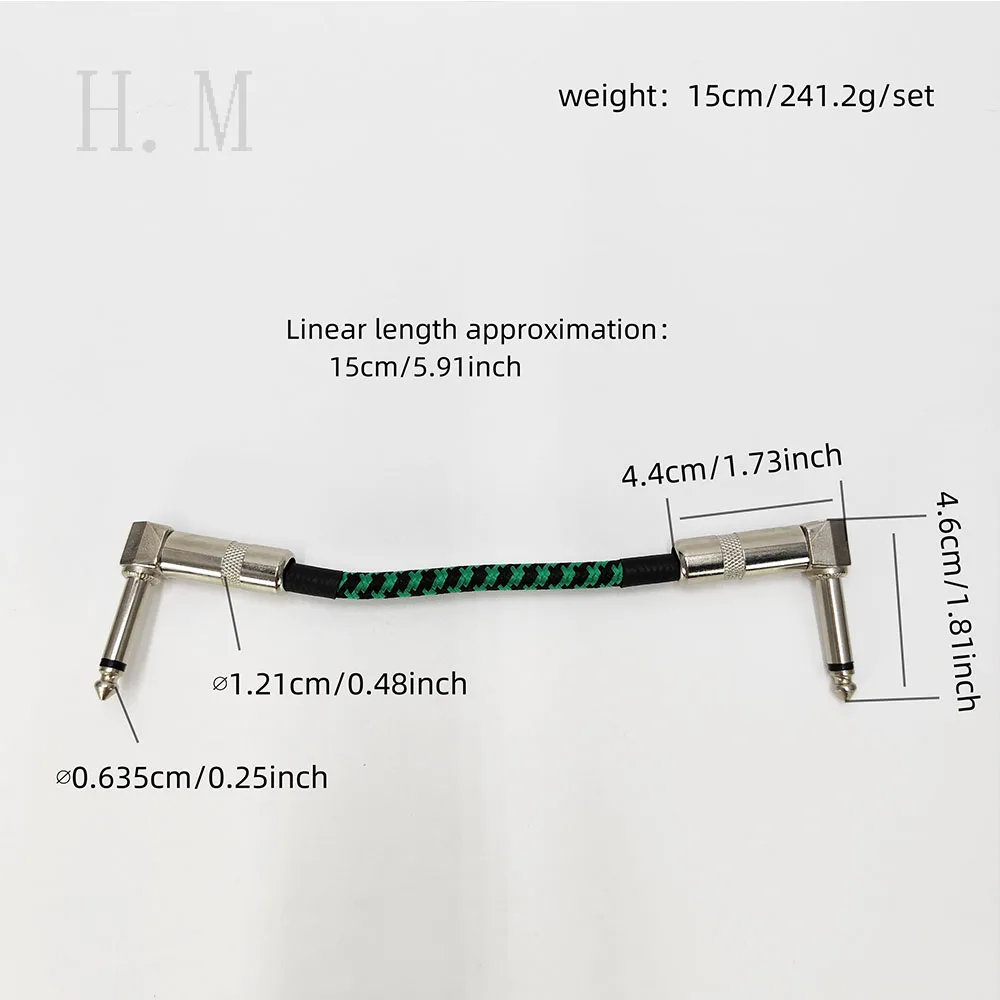 6 Buah/Set Kabel Patch Datar Pedal Efek Gitar 6.35 Kabel Koneksi Efek Monoblock Kabel Monoblock Terlindung 15 Cm