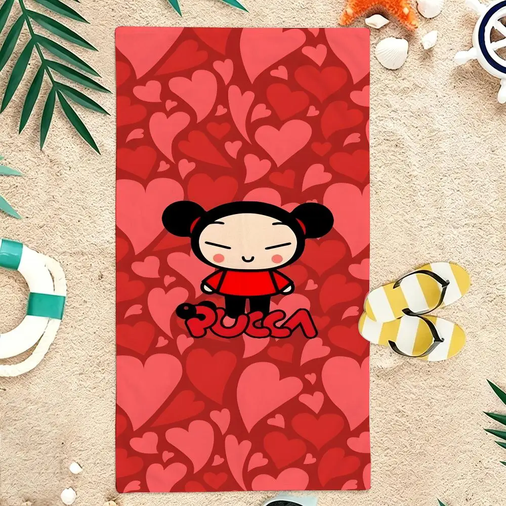 Cute Cartoon P-Pucca Towel Microfiber soft Beach Towel for Travel Fitness Sauna Bathing Camping