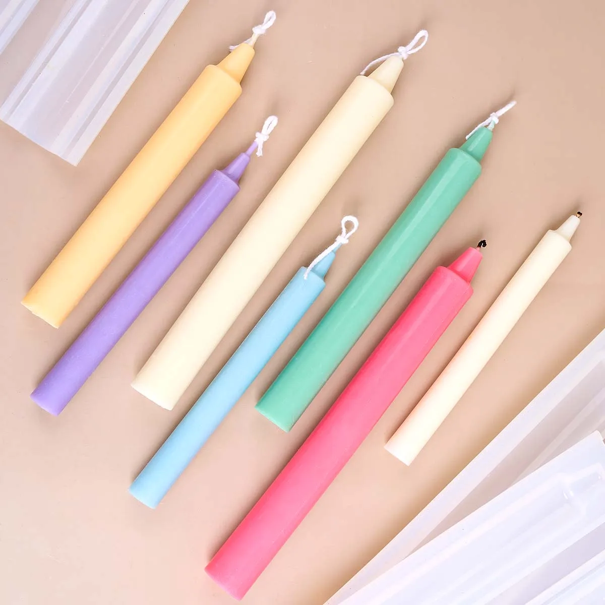 اسطوانة سيليكون قالب شمع لتقوم بها بنفسك قضيب طويل الشموع عشاء زخرفة الحرفية صنع الجص الراتنج قوالب ديكور المنزل الهدايا اليدوية #1