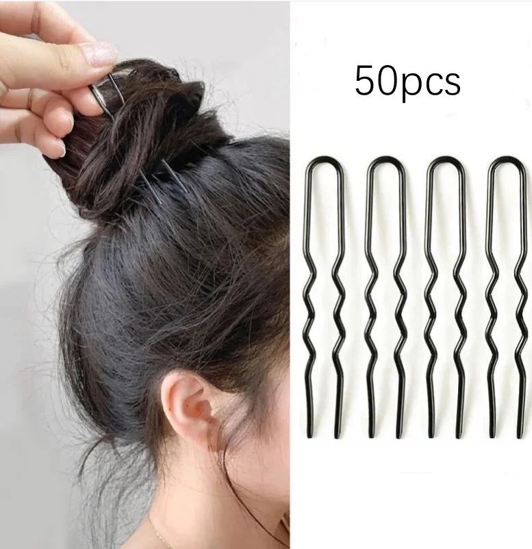 

50Pcs/Bag Women U Shaped Metal Hair Pins Alloy Girls Waved Clips Bridal Hair Pins Headwear Hair Accessories 5/6/7cm