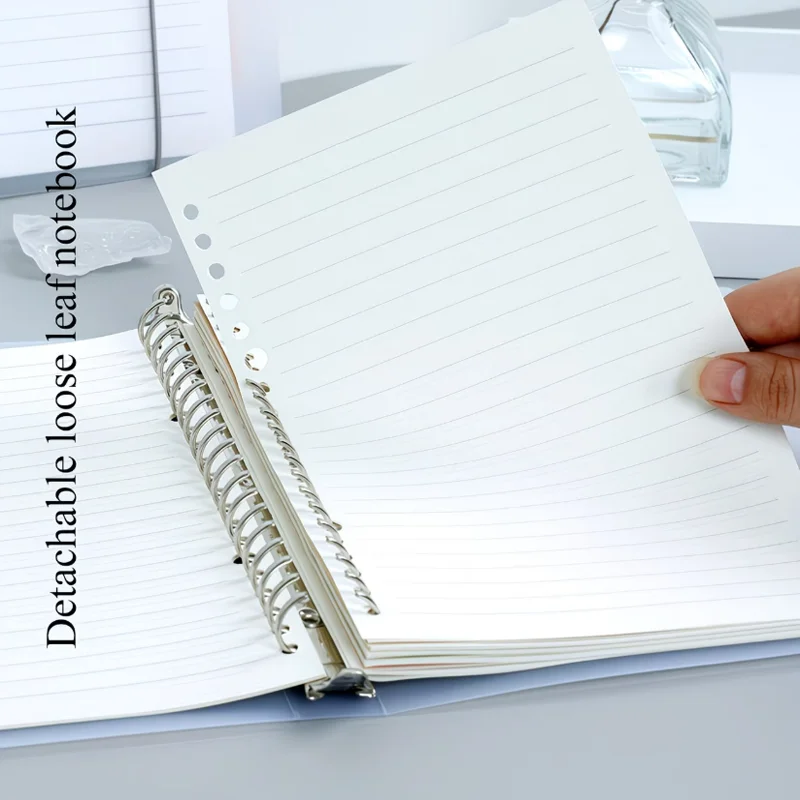 A5/B5 Detachable Ring Binder Notebook 60 Sheets 120 Pages PP Color Cover Lined Writing Journal Student Office Business DiaryBook
