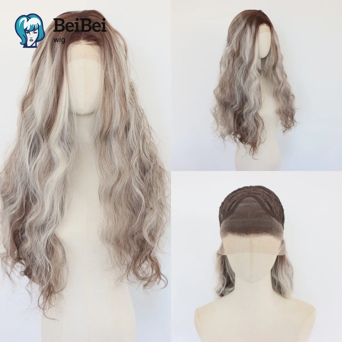 BeiBei Platinum Blonde Highlight Lace Front  Wigs Curly Wave Pre Plucked Wig for Women Free Part To 350°F 13x4 Lace All Occasion