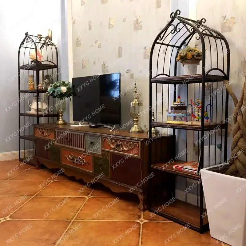 Bird Cage Storage Rack Floor Living Room Balcony Decoration Shelf Partition Multi-Layer Storage Rack