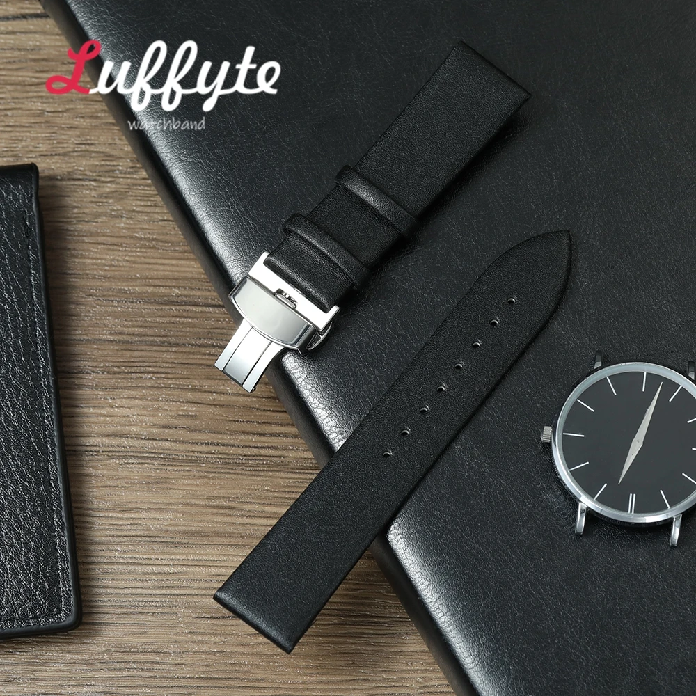 Ultradünnes Kunstleder-Armband, 18 mm, 20 mm, 22 mm, Ersatz für Herren und Damen, Armbänder, Business-Armbänder