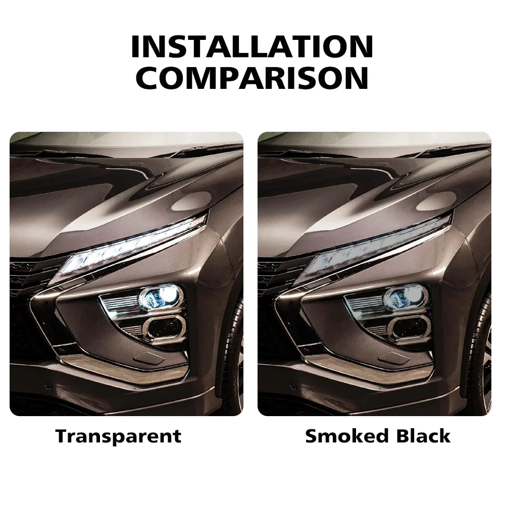 For Mitsubishi Eclipse Cross 2022-2025 High-Gloss Smoke Black TPU Headlight PPF Film Pre-Cut Anti-Scratch Protective Vinyl Film
