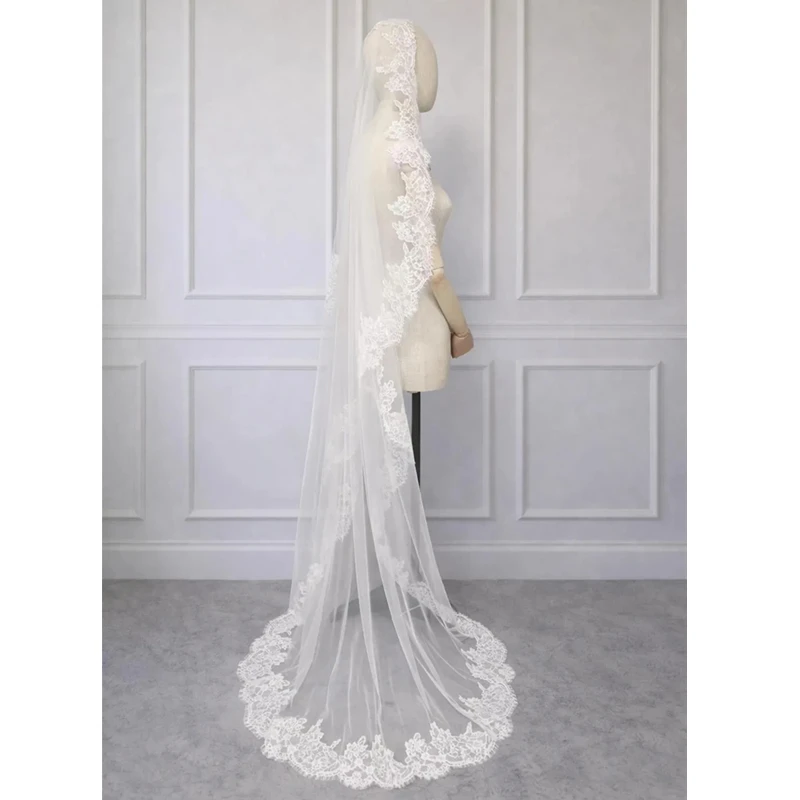 Eyelash Lace Trim Ivory Mantilla  Wedding Bridal Veils Vintage  Chapel Catholic Long Short Accessories For Brides Unique Spanish image 6