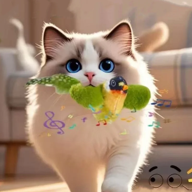 لعبة دعابة القط التفاعلية الطيور المقلدة مع نعناع البري الصار هريرة معلقة لعبة باب الريش للقطط #3