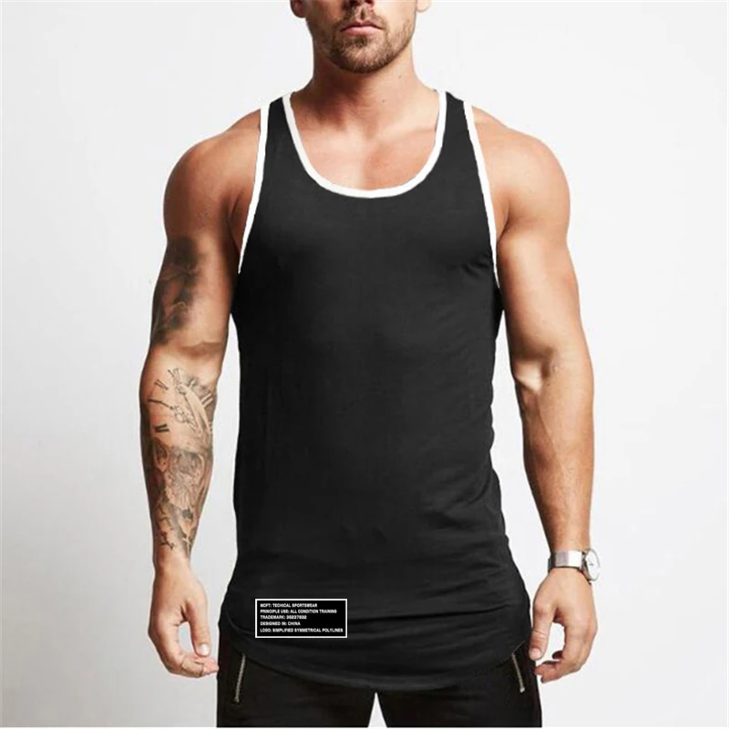 

Men Fitness Slim Fit Vests Summer Cotton Absorb Sweat Sleeveless Tank Tops Muscle Shirt Gym Bodybuilding Running Sport Singlet