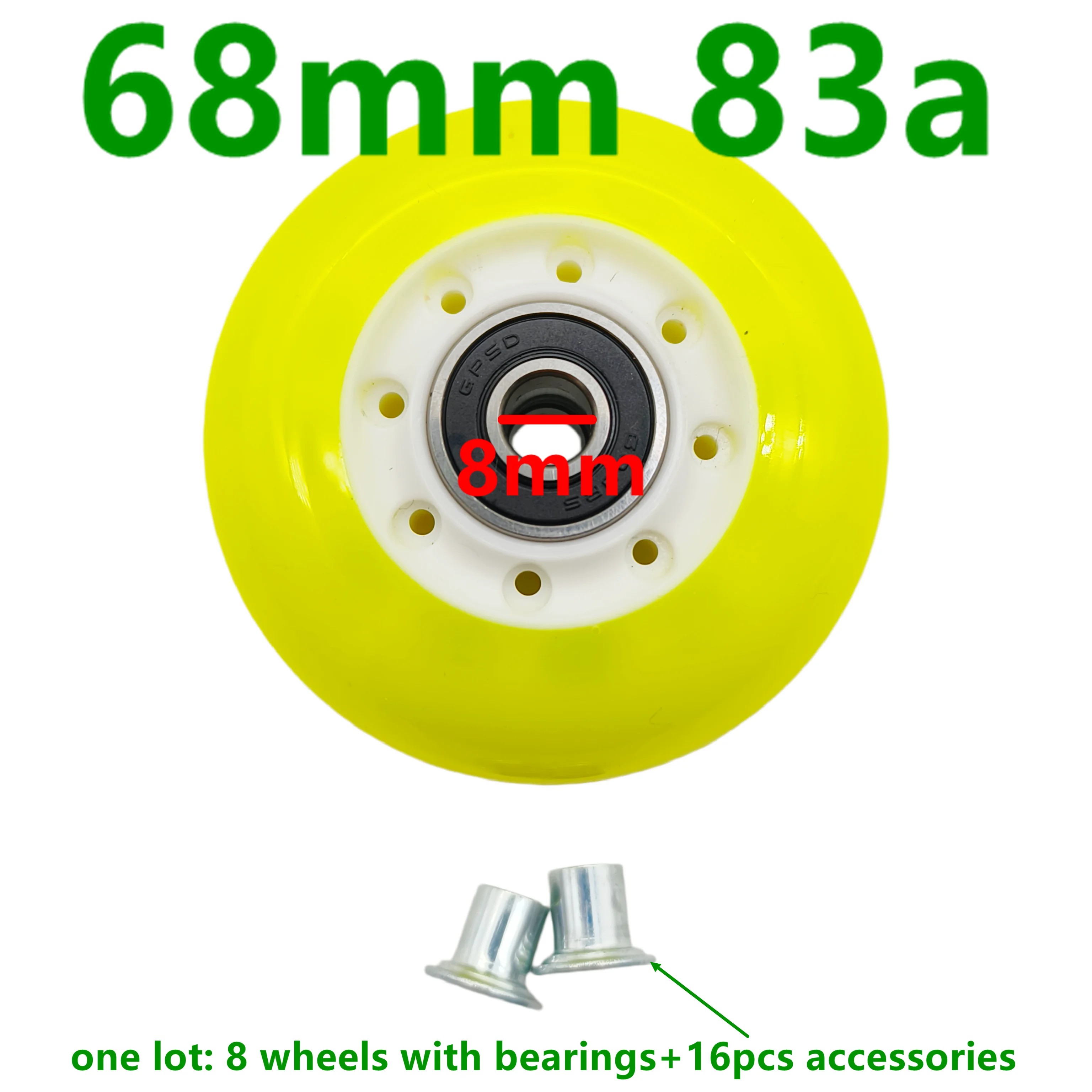 Inline skate wheel for children roller skate wheel 68mm 83a with bearings 8wheels/lot - view 3