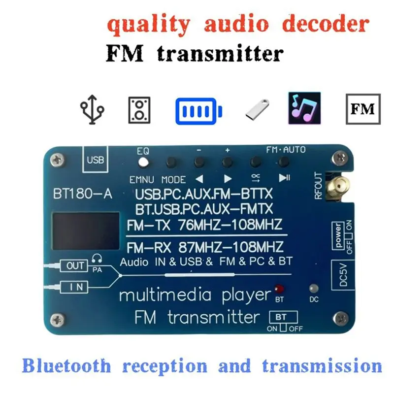 A96E-FM Radio Multi-Functionality Bluetooth Player, FM Frequency Modulation Transmitter, Car Radio To Bluetooth Adapter Converte