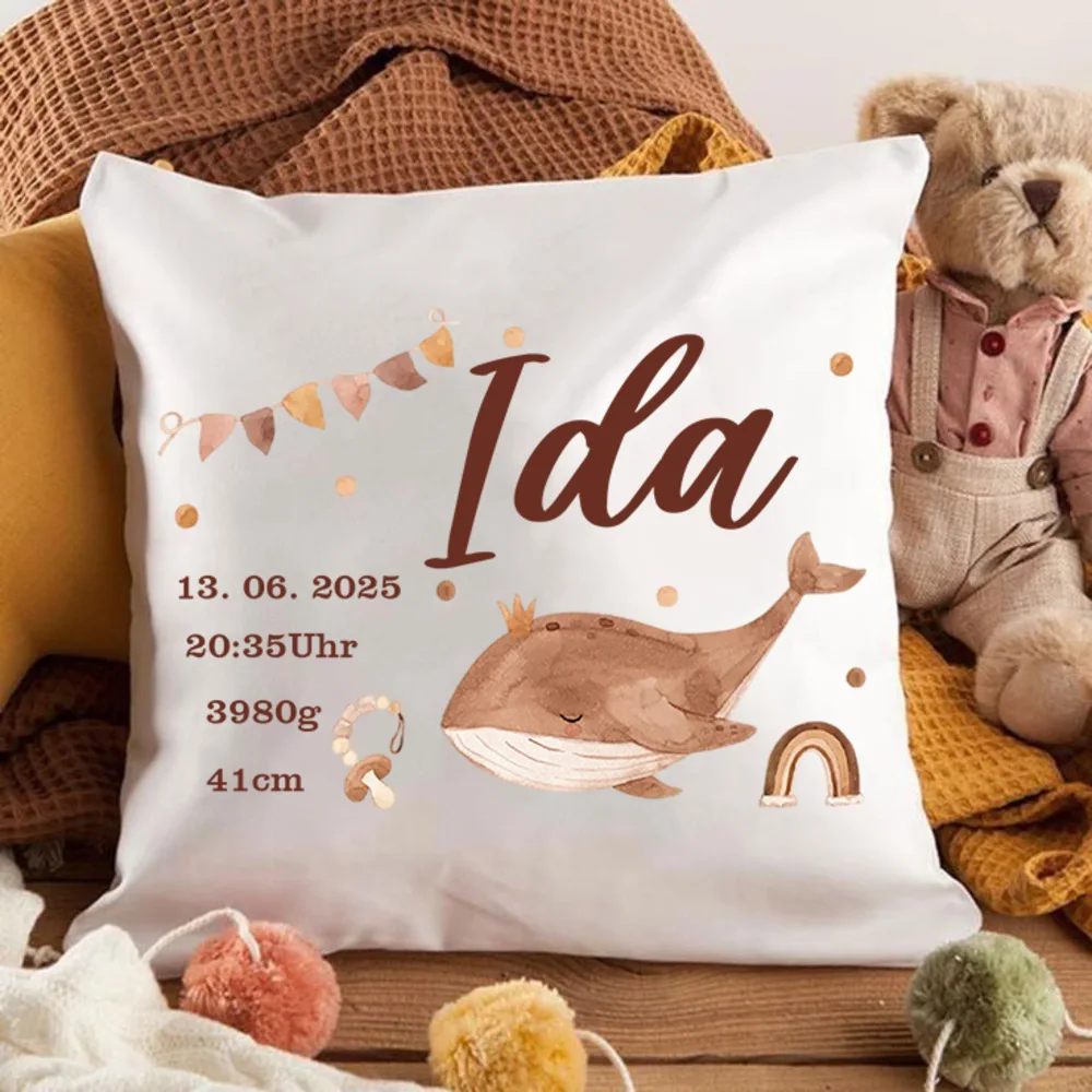 Personalized pillowcase for birth with cute motifs and dates of birth | Forest animals pillowcase with name gift for birth baby