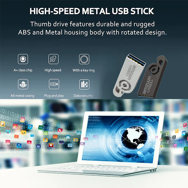Mini Usb  stick Memory 16GB 32GB 64GB 128GB usb3.1 High-speed USB Pendrive Metal For PC Computer storage