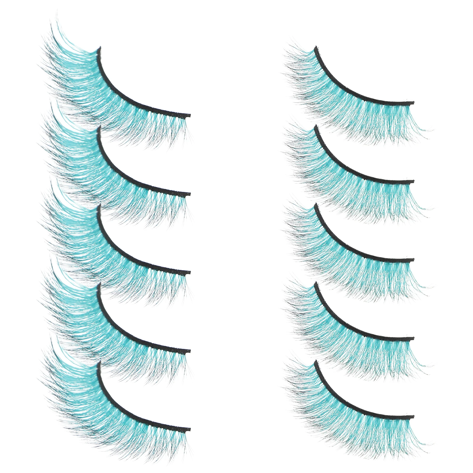 

10pcs False Bulk Lashes Eyelashes Multi Color Bulk Strip Lashes Extension Reusable Safe Material Stage Makeup