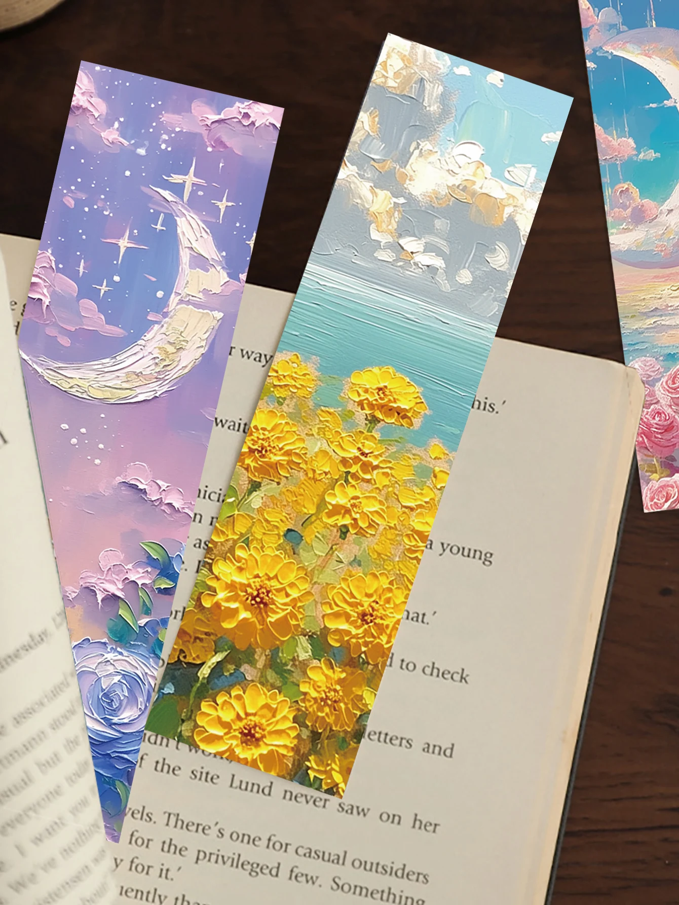 Imagem -03 - Bonito Emboss Paper Bookmarks Estilo Pintura a Óleo Fairy Tale Cenário Papelaria Estudante 30 Pcs