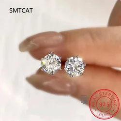 0.5ct-2ct D Color Certified Moissanite Stud Earrings Lab Created Diamond 925 Sterling Silver Gold Plated Wedding Jewelry