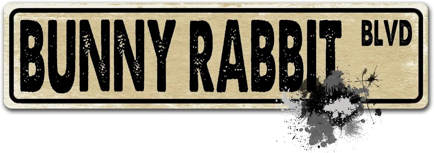 

Vintage Metal Tin Sign Bunny Rabbit BLVD Street Signs Wall Art Decor Iron Poster for Home Farmhouse Bar Cafe Pub Garage Man Cave