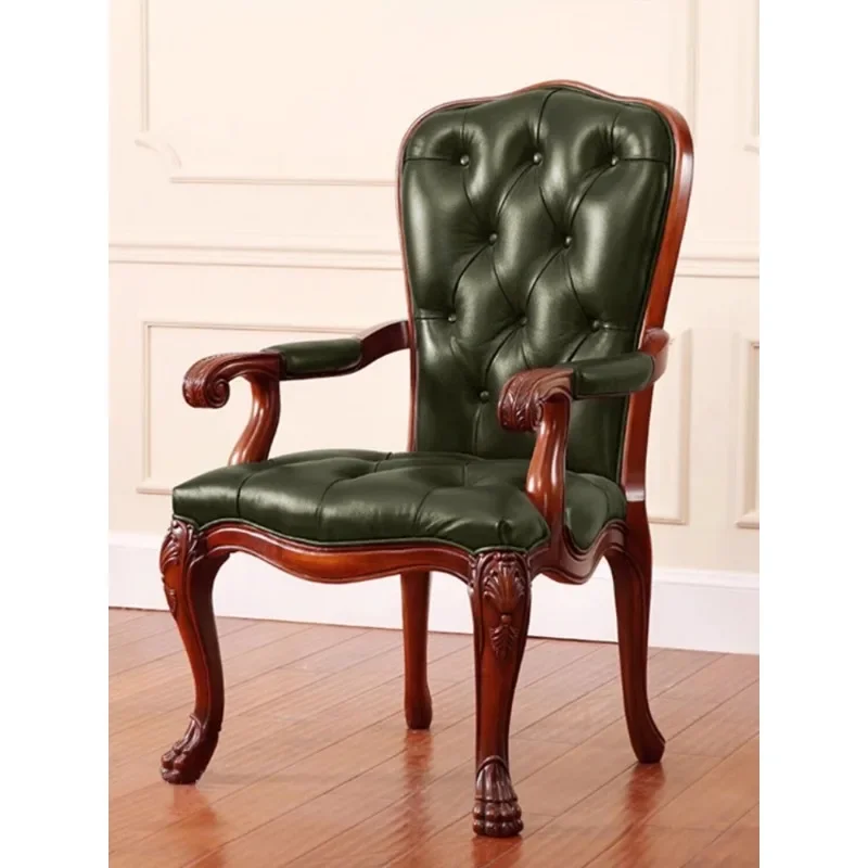 American leather balcony leisure  all solid wood tiger  European retro living room book  dining chair negotiation