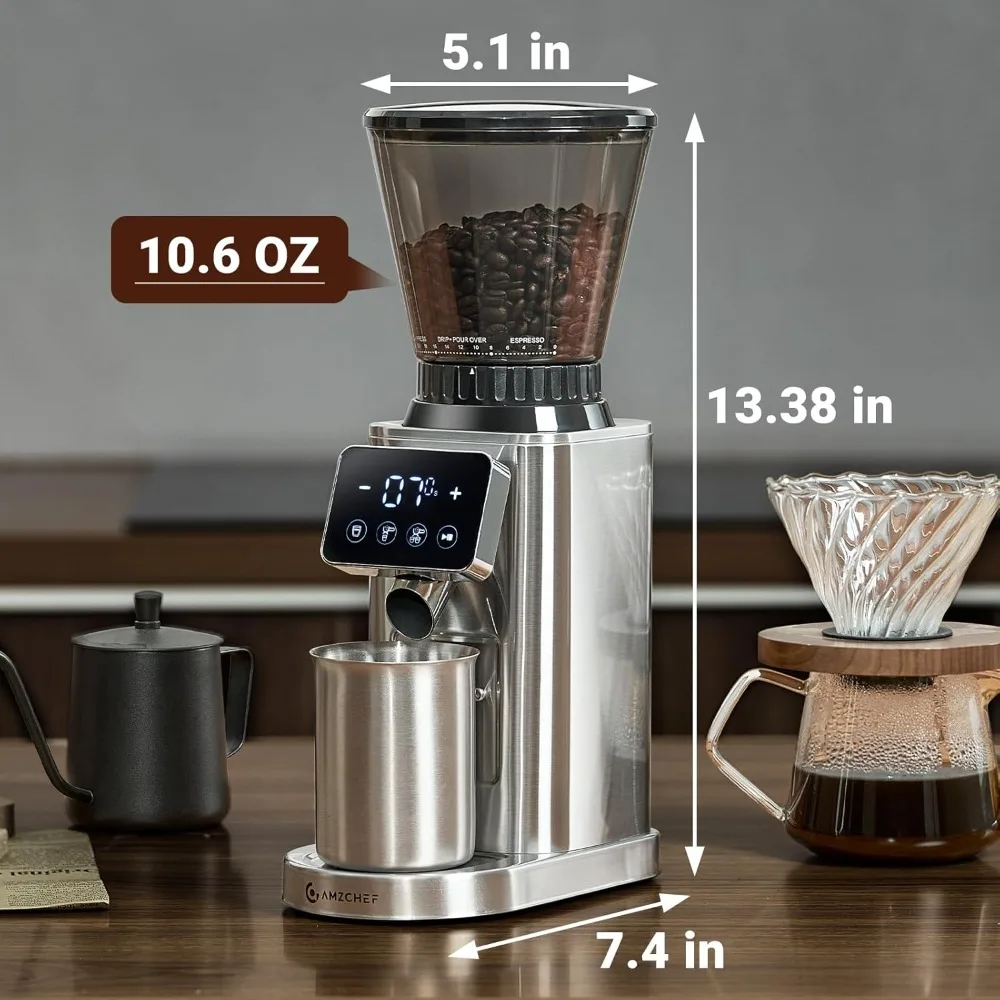 Coffee Grinders for Home Use, Precise Grinding & LED Control Panel & Detachable Funnel, 24 Grind Settings, Coffee Bean Grinder