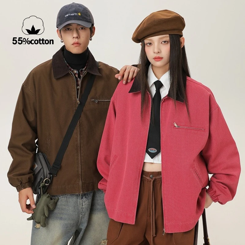 

Осенняя новая куртка унисекс в джинсовом стиле в стиле ретро | Повседневная и универсальная мужская универсальная рабочая одежда, 55% хлопок, дышащая