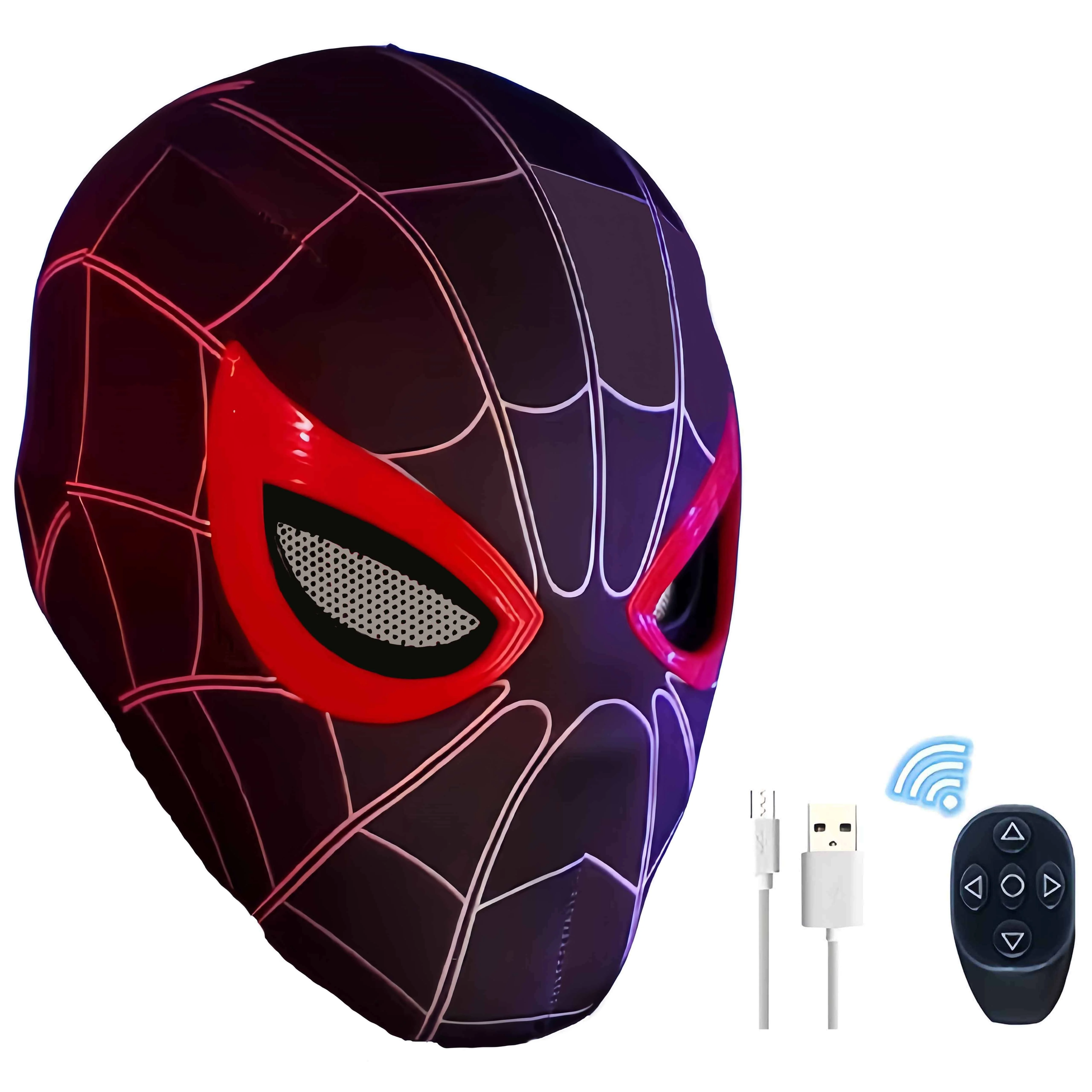 Spiderman Mask With Moving Eyes Remote Control Wearable Full Mask Cosplay For Halloween Christmas Birthday Gift